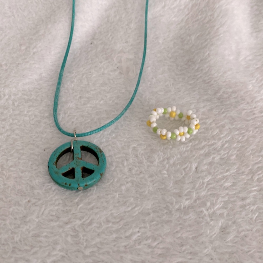 Bead ring and peace necklace